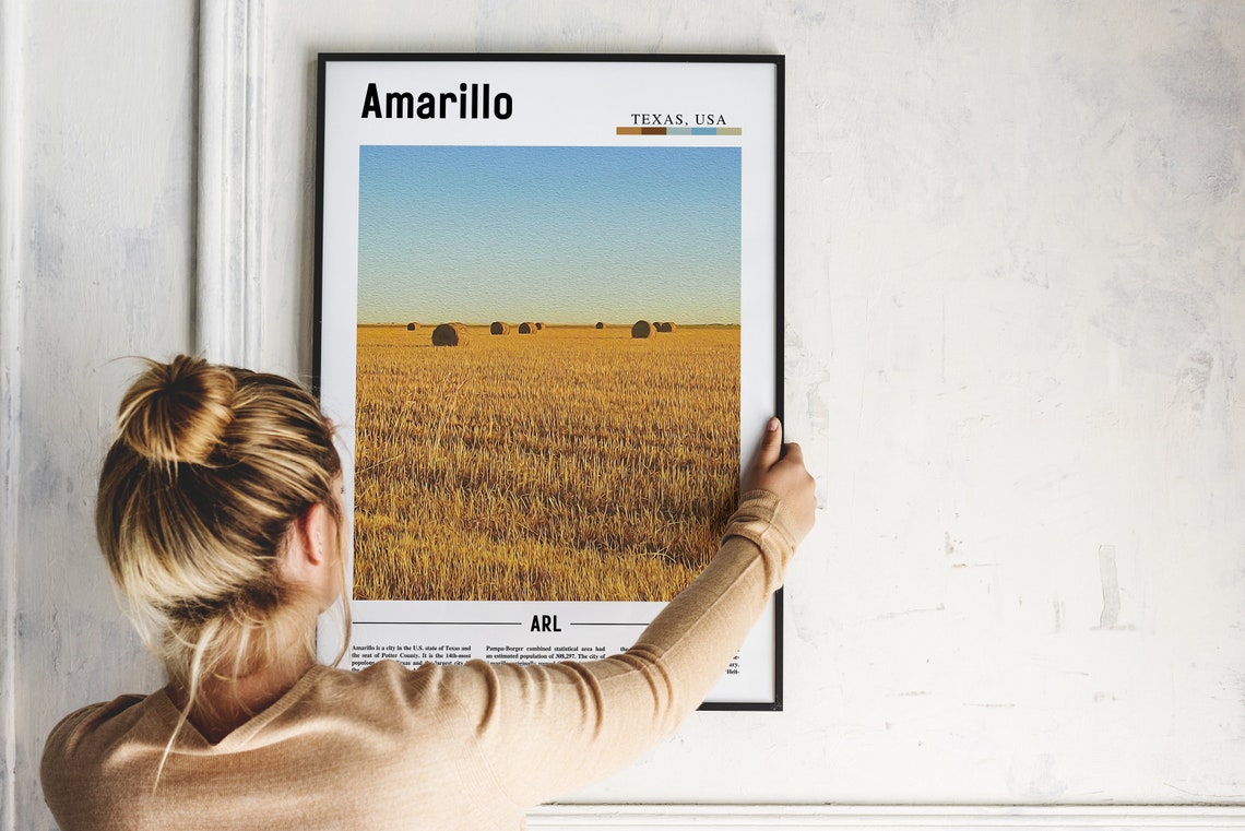 Amarillo Print Amarillo Poster Amarillo Wall Art Minimal Travel Print Minimal City Poster Travel Destination Print Oil Painting Poster - Image 4