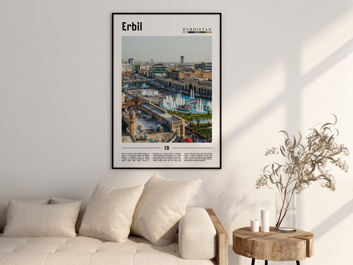 Erbil Poster Erbil Print Erbil Wall Art Minimal Travel Print Travel Destination Oil Painting Poster - Image 2