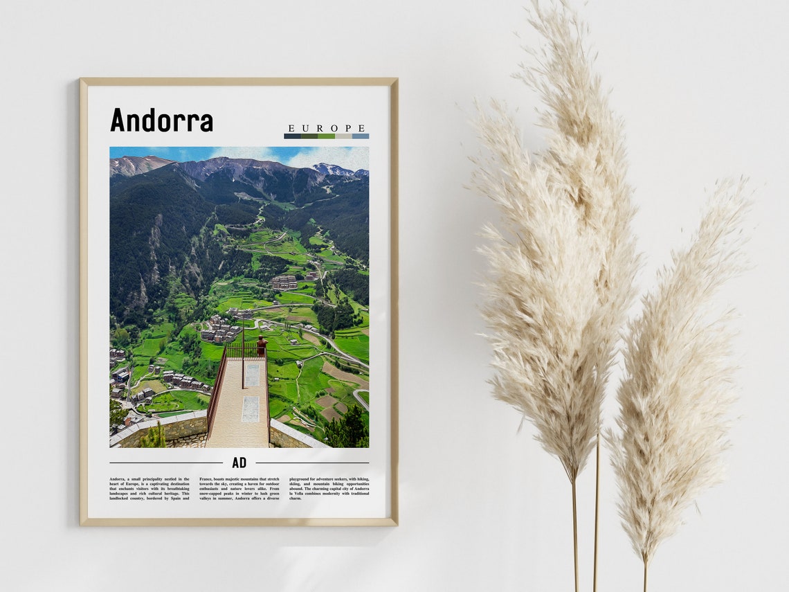 Andorra Poster Andorra Print Andorra Wall Art Europe Photo Europe Poster Europe Print Travel Poster - Image 4