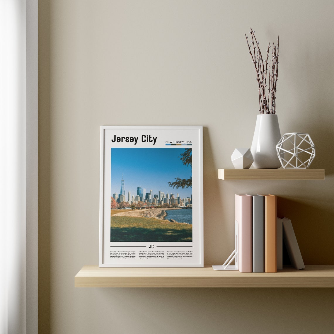 Jersey City Print Jersey City Poster Jersey City Wall Art Minimal Travel Print Minimal City Poster Travel Destination Oil Painting Poster - Image 2