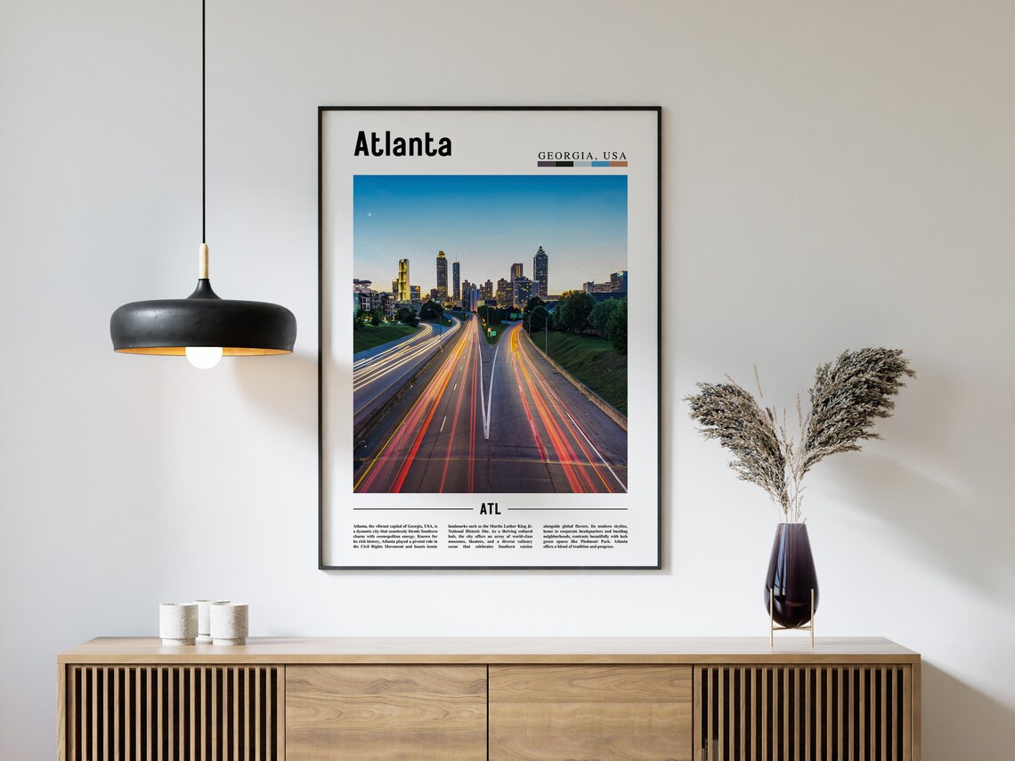 Atlanta Minimal Travel Poster, Oil Painting Style - Image 4