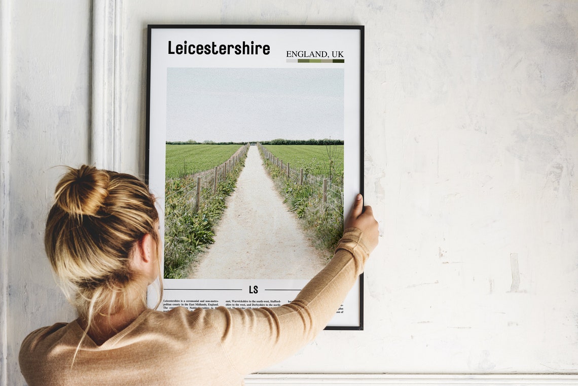 Leicestershire Print Leicestershire Poster Leicestershire Wall Art Minimal Travel Print Minimal City Poster Travel Oil Painting Poster - Image 4