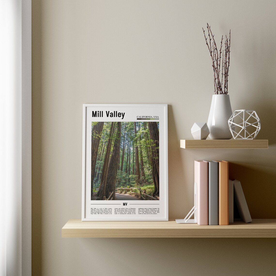 Mill Valley Minimal Travel Poster, City Art Print - Image 3
