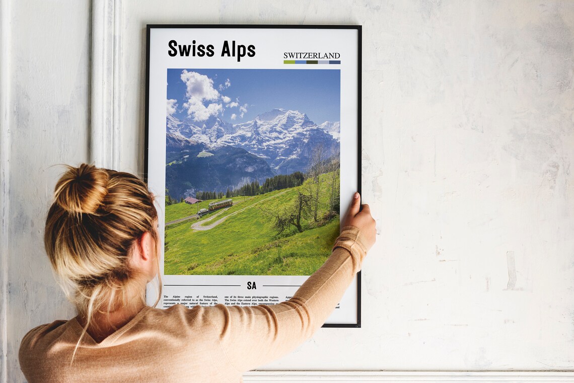 Swiss Alps Travel Poster, Oil Painting Artwork - Image 5