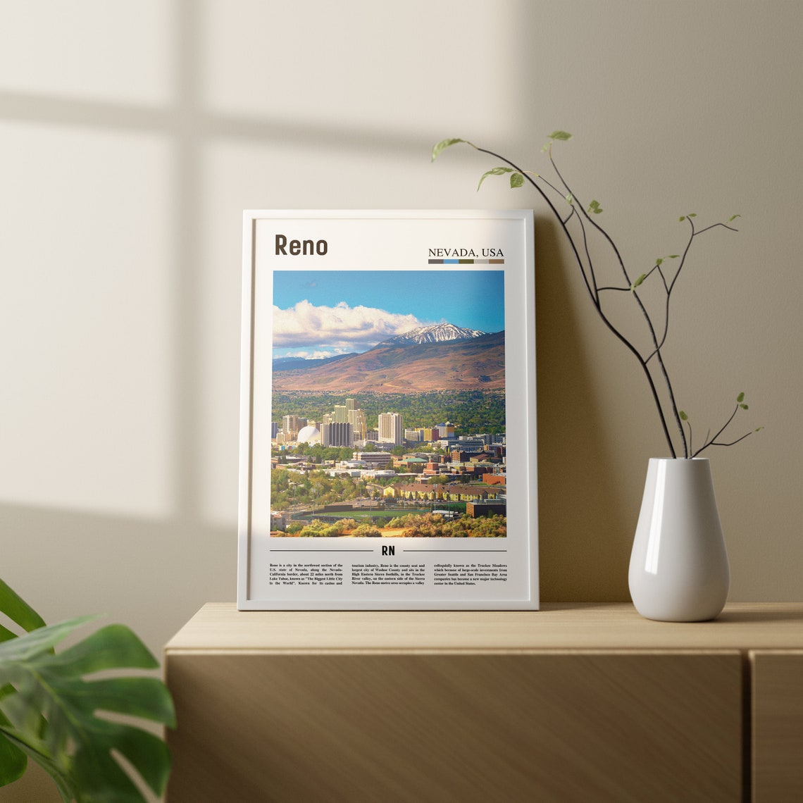 Reno Print Reno Poster Reno Wall Art Oil Painting Poster Colorful City Print City Artwork Travel Artwork Travel Wall Art City Print - Image 2