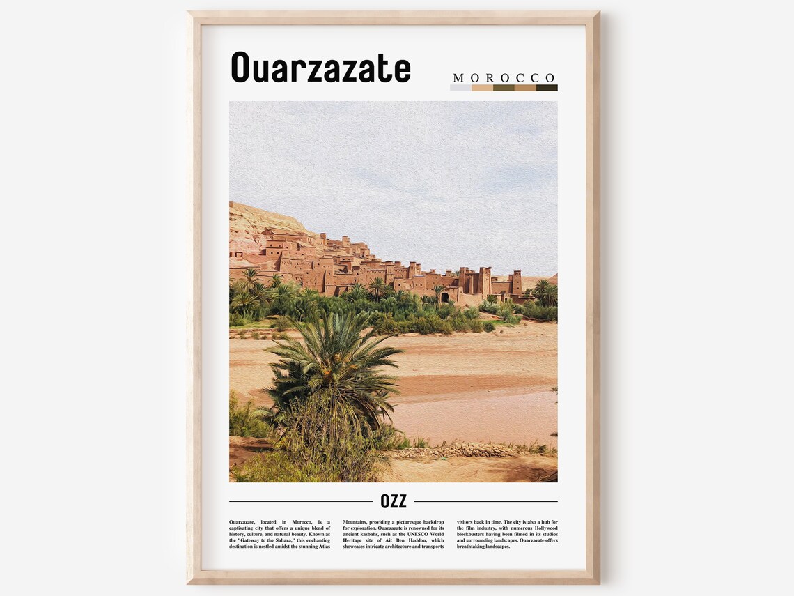 Ouarzazate Minimal Travel Poster, Oil Painting
