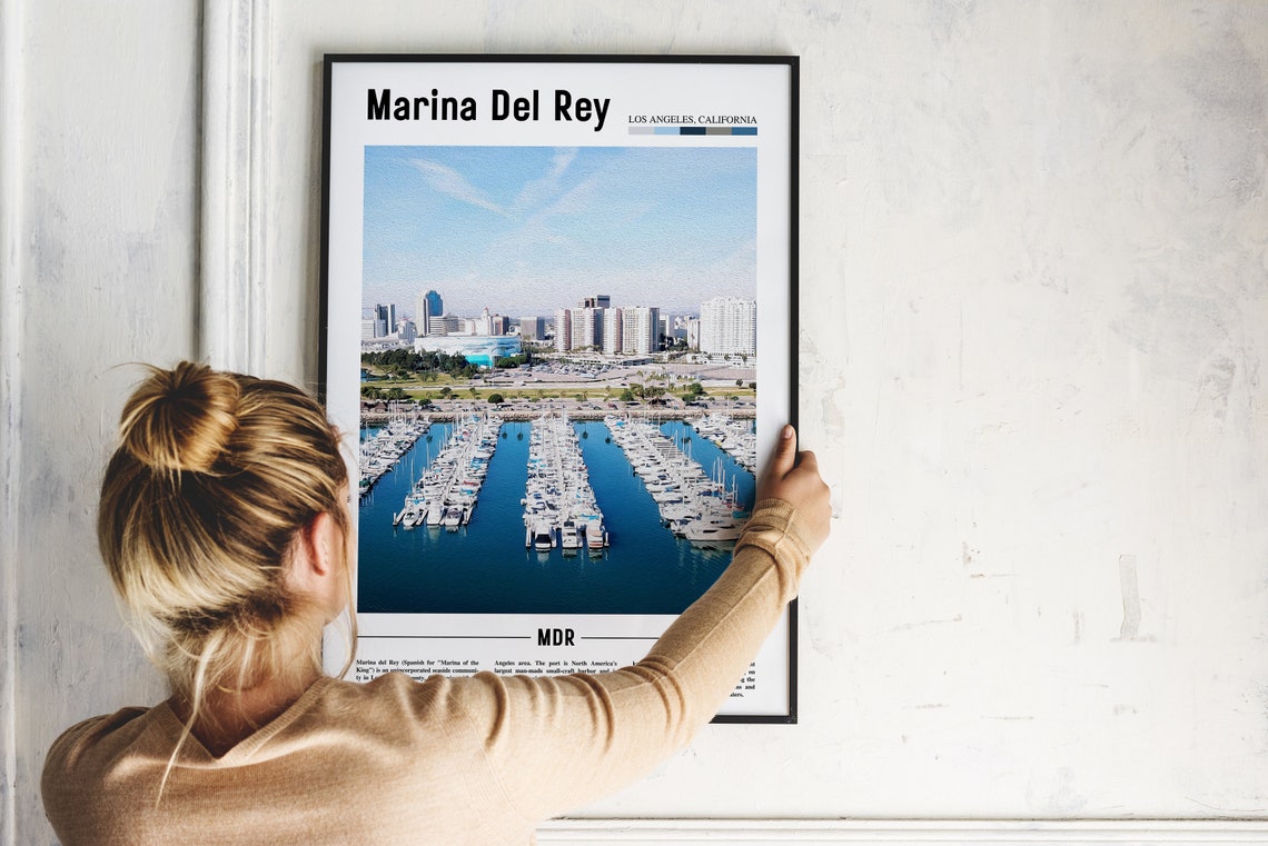 Marina Del Rey Print Marina Del Rey Poster Marina Del Rey Wall Art Minimal Travel Print Minimal Poster Destination Oil Painting Poster - Image 4