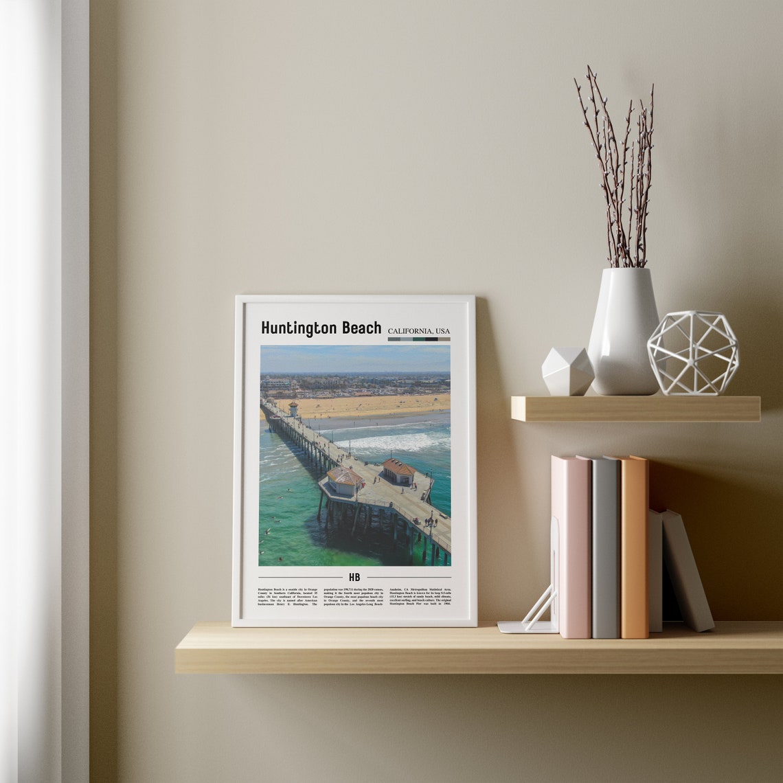 Huntington Beach Print Huntington Beach Poster Huntington Beach Wall Art Oil Painting Poster Colorful City Print Travel Wall Art - Image 4