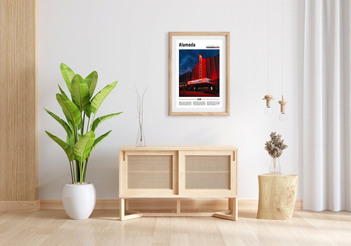 Alameda Print Alameda Poster Alameda Wall Art Minimal Travel Print Minimal City Poster Travel Destination City Print Oil Painting Poster - Image 4