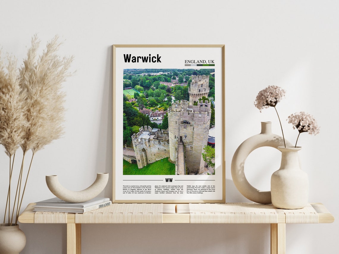 Warwick Print Warwick Poster Warwick Wall Art Minimal Travel Print Minimal City Poster Travel Destination Print Oil Painting Poster - Image 5