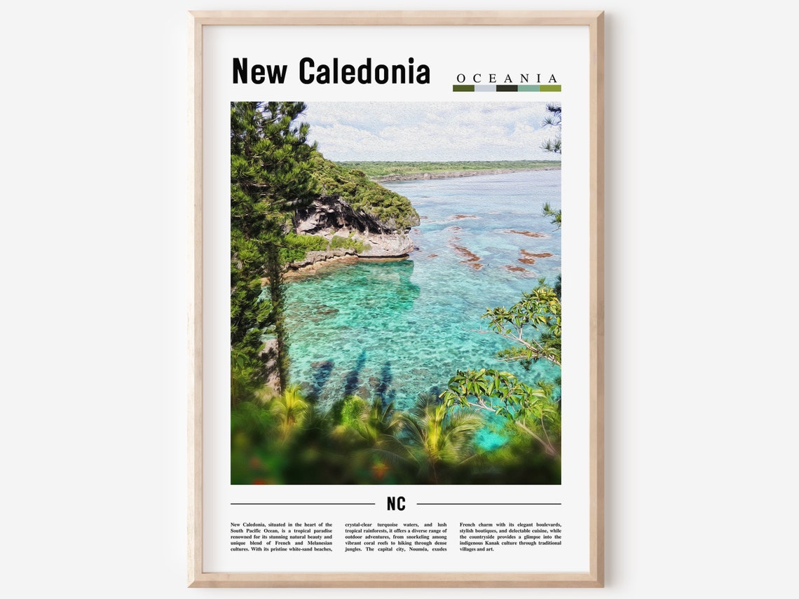 New Caledonia Poster New Caledonia Print New Caledonia Wall Art Minimal Travel Print Travel Destination Oil Painting Poster