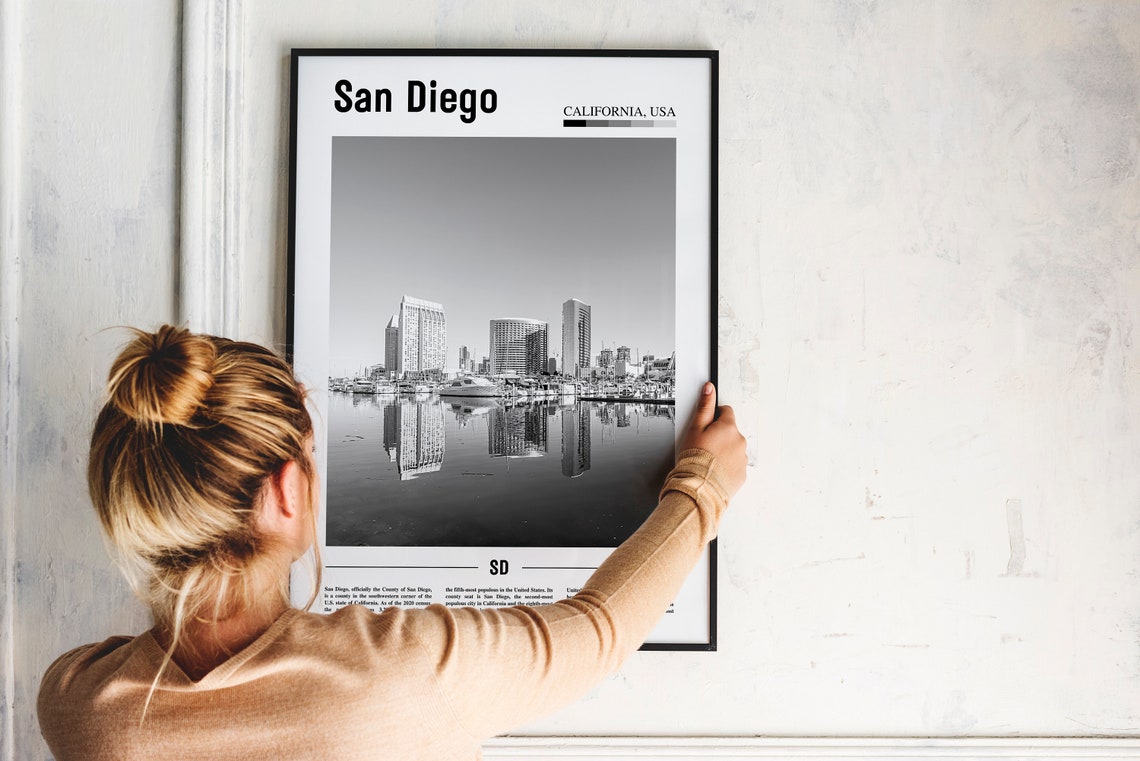 San Diego Print Black And White San Diego Poster San Diego Wall Art Travel Poster City Artwork Travel Artwork Travel Art City Print - Image 4