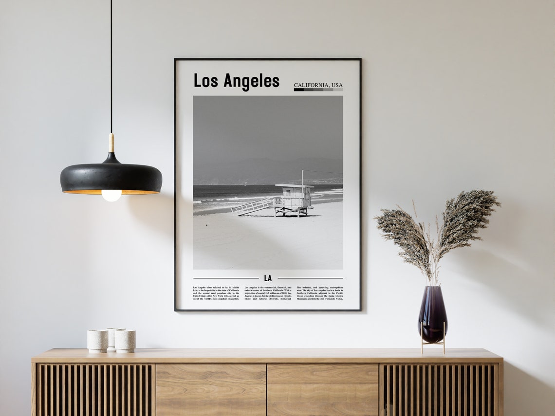 Los Angeles Poster Black And White Los Angeles Print Black And White Los Angeles Wall Art Minimal Travel Print Travel Poster - Image 4
