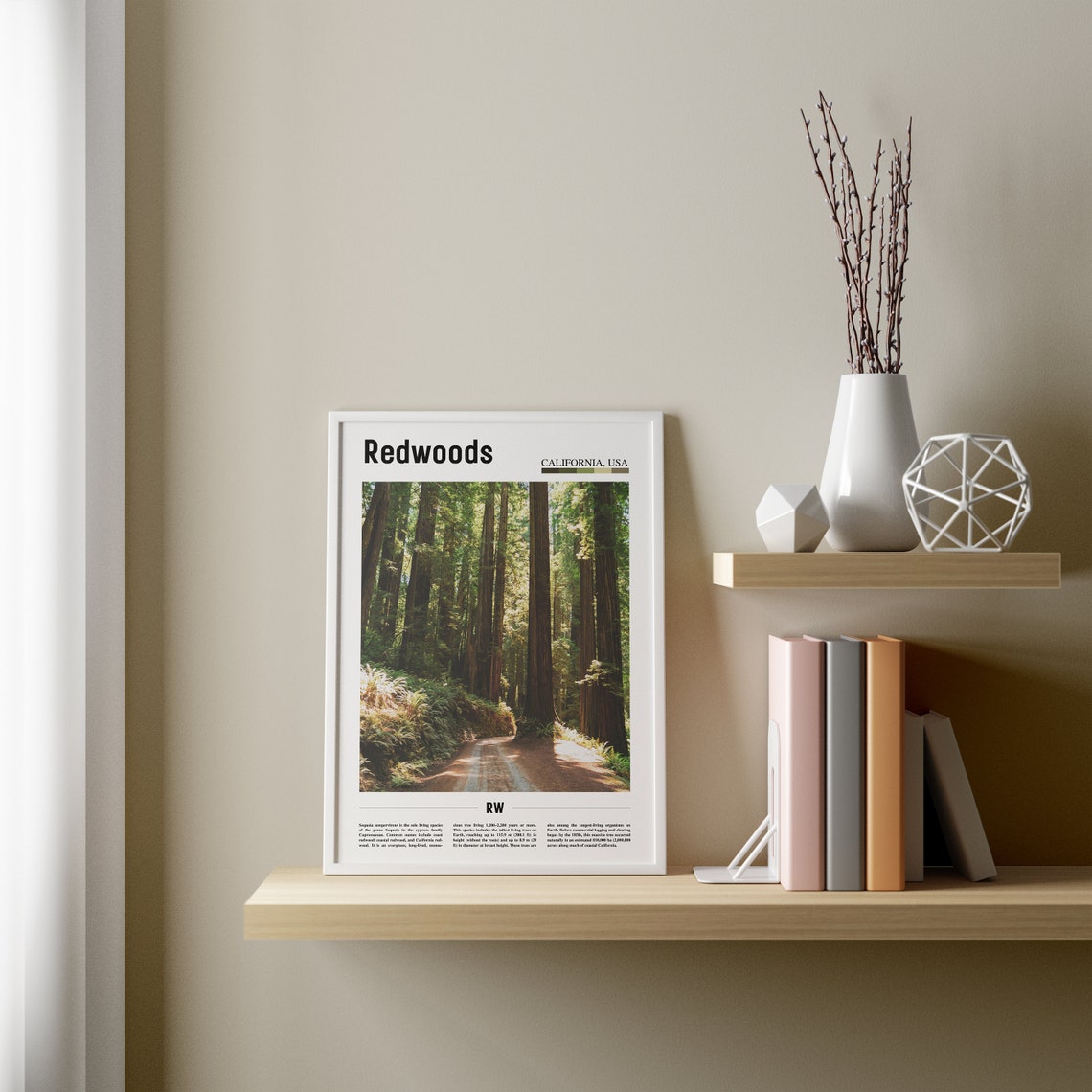 Redwoods Print Redwoods Poster Redwoods Wall Art Minimal Travel Print Minimal City Poster Travel Destination Oil Painting Poster - Image 3