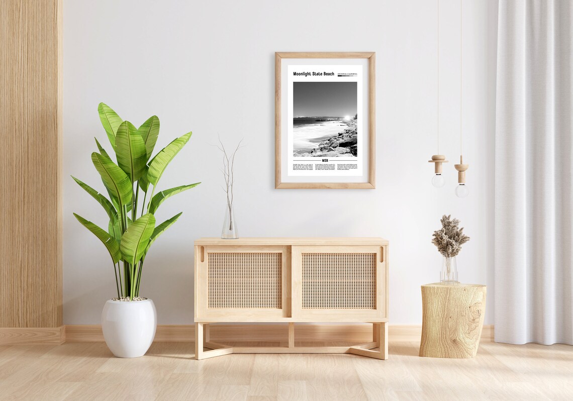 Moonlight State Beach Travel Poster, Black And White - Image 5