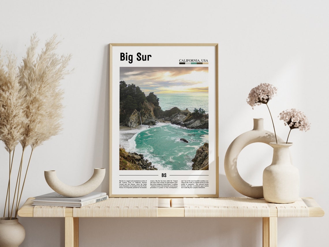 Big Sur Poster Big Sur Print Big Sur Wall Art Minimal Travel Print Minimal City Poster Travel Destination Oil Painting Poster - Image 5