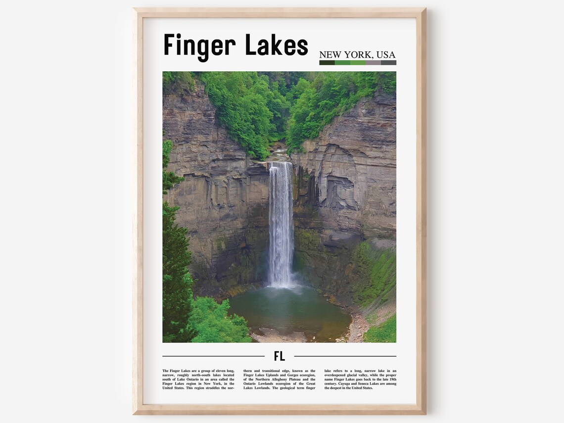 Finger Lakes Travel Poster, Oil Painting Style