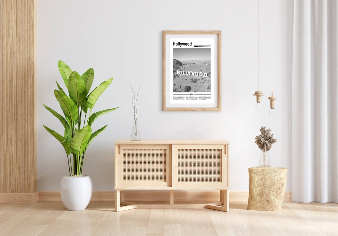 Hollywood Print Black And White Hollywood Poster Hollywood Wall Art Travel Poster City Artwork Travel Artwork Travel Wall Art City Print - Image 5