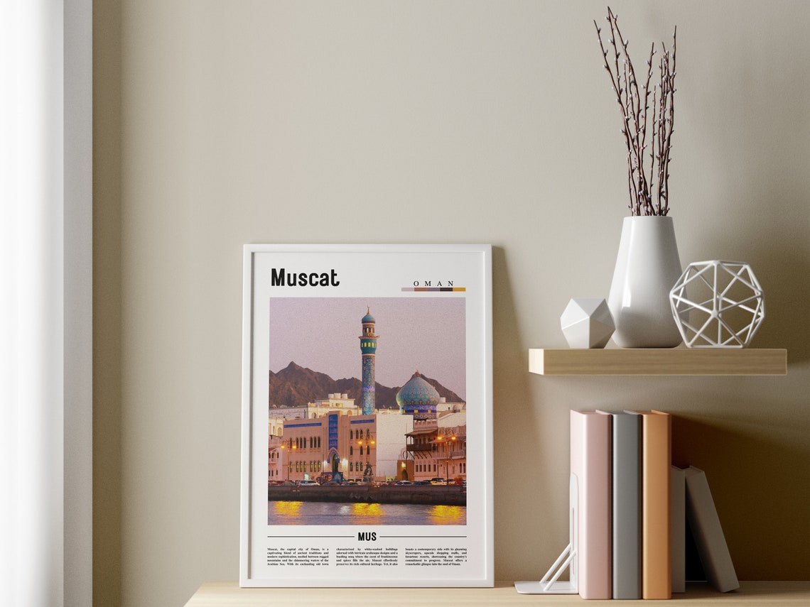Muscat Poster Muscat Print Muscat Wall Art Minimal Travel Print Travel Destination Oil Painting Poster - Image 3