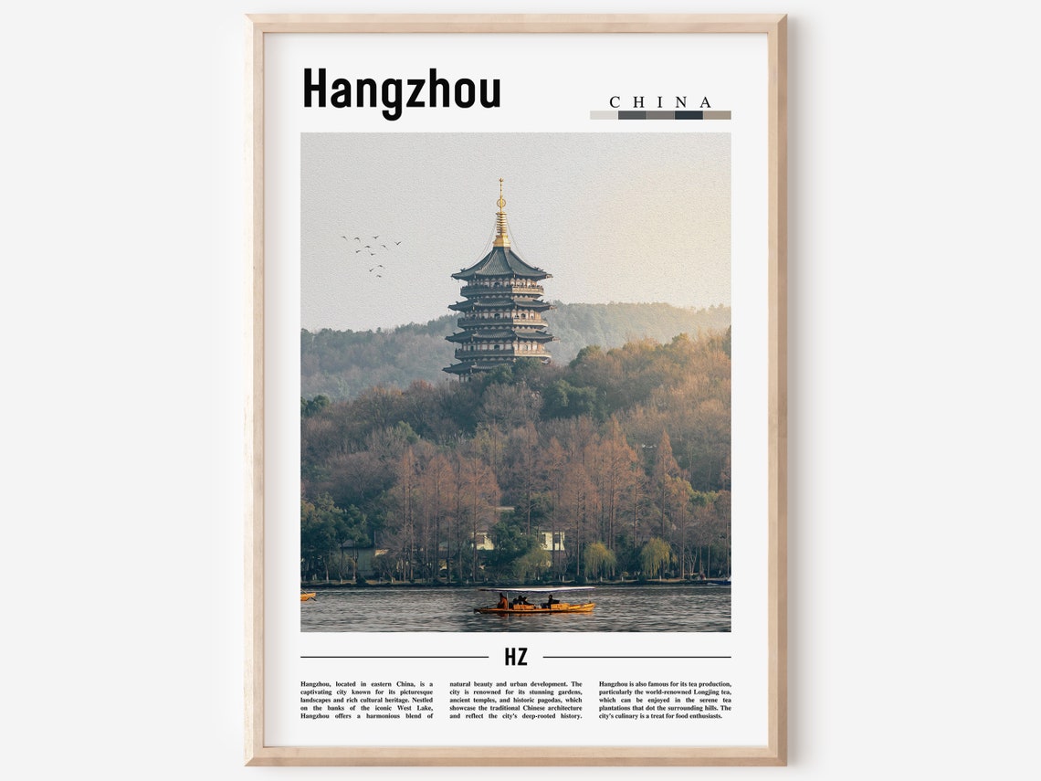 Hangzhou Poster Hangzhou Print Hangzhou Wall Art Asia Print Asia Poster Asia Photo Minimal Travel Poster