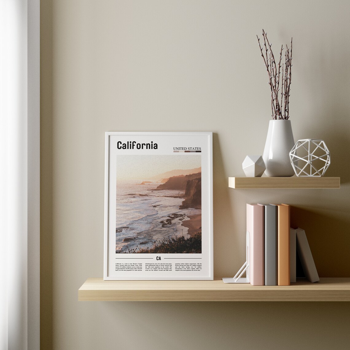 California Minimal Travel Poster, Oil Painting - Image 2