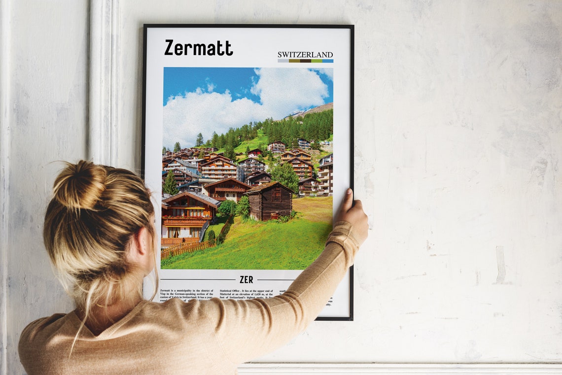 Zermatt Print Zermatt Poster Zermatt Wall Art Oil Painting Poster Colorful City Print City Artwork Travel Artwork Travel Wall Art - Image 4
