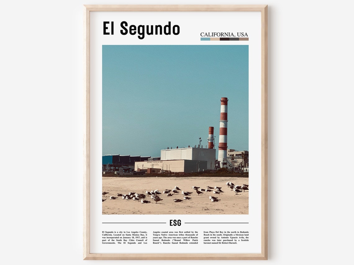 El Segundo Print El Segundo Poster El Segundo Wall Art Minimal Travel Print Minimal City Poster Travel Destination Oil Painting Poster