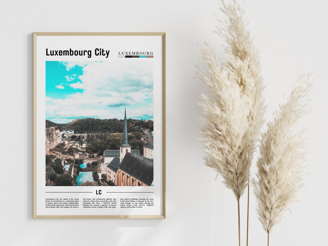 Luxembourg City Poster Luxembourg City Print Luxembourg City Wall Art Europe Photo Europe Poster Europe Print Travel Poster - Image 3