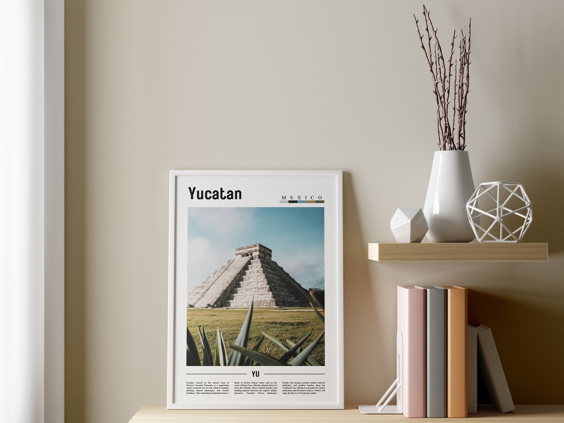Yucatan Minimal Travel Poster, Oil Painting - Image 3