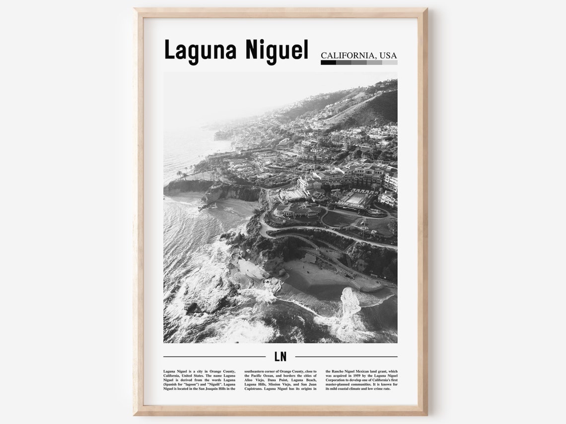 Laguna Niguel Poster Black And White Laguna Niguel Print Black And White Laguna Niguel Wall Art Minimal Travel Print Travel Poster