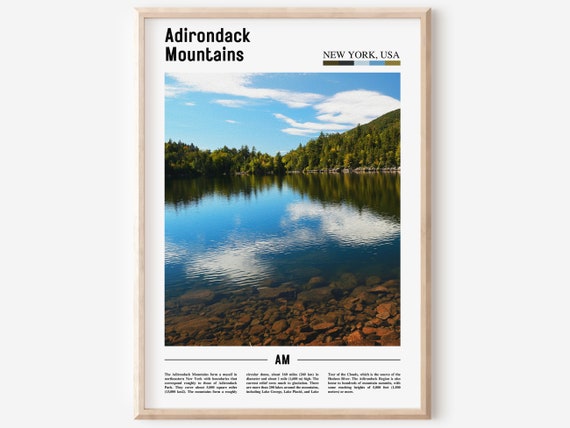 Adirondack Mountains Poster Adirondack Mountains Print Adirondack Mountains Wall Art Minimal Travel Print Oil Painting Poster