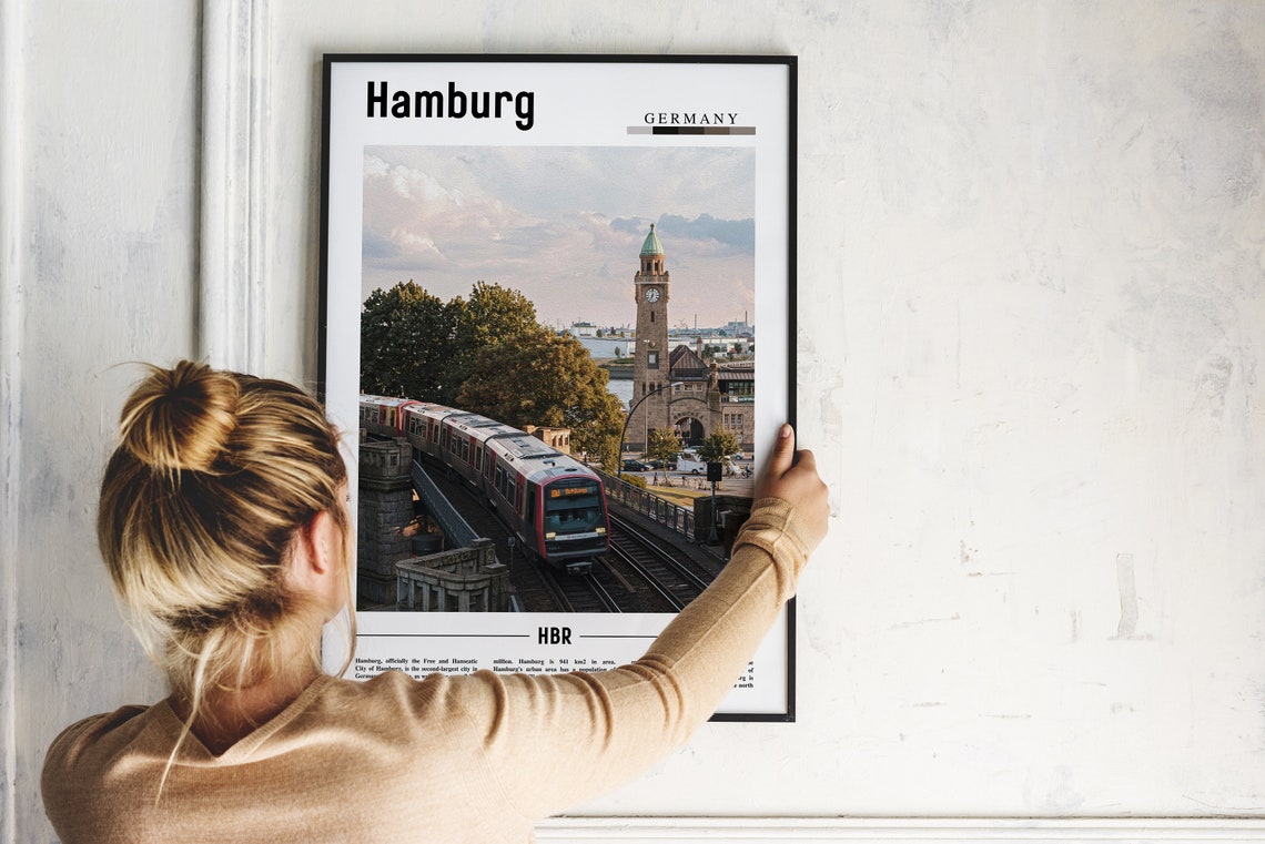 Hamburg Print Hamburg Poster Hamburg Wall Art Minimal Travel Print Minimal City Poster Travel Destination City Print Oil Painting Poster - Image 4