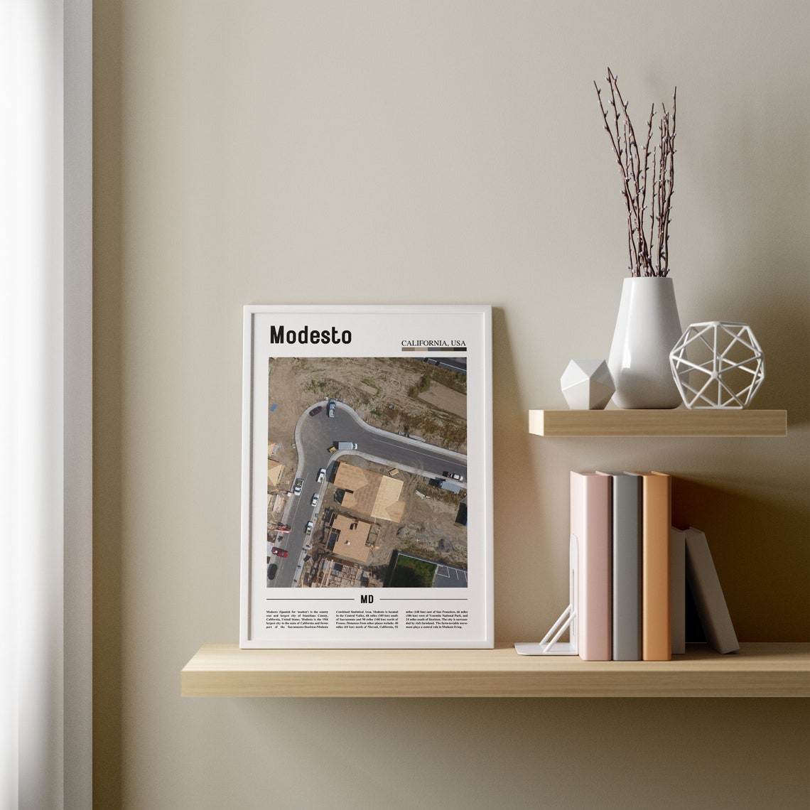 Modesto Print Modesto Poster Modesto Wall Art Minimal Travel Print Minimal City Poster Travel Destination City Print Oil Painting Poster - Image 2