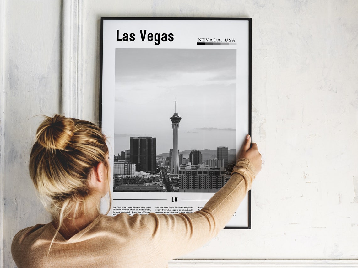 Las Vegas Poster Black And White Las Vegas Print Black And White Las Vegas Wall Art Minimal Travel Print Travel Poster - Image 5