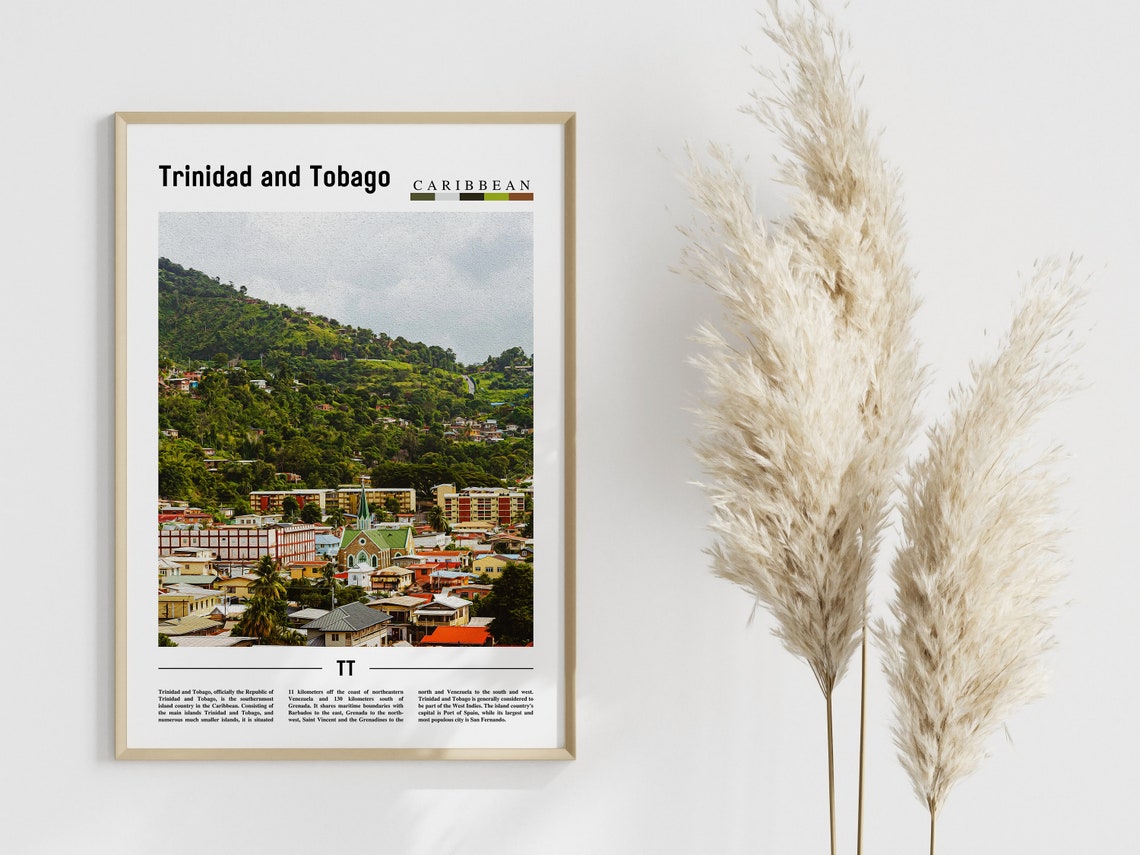 Trinidad And Tobago Poster Trinidad And Tobago Print Trinidad And Tobago Wall Art Minimal Travel Print Travel Oil Painting Poster - Image 4