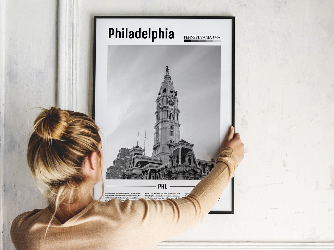 Philadelphia Poster Black And White Philadelphia Print Black And White Philadelphia Wall Art Minimal Travel Print Travel Poster - Image 5