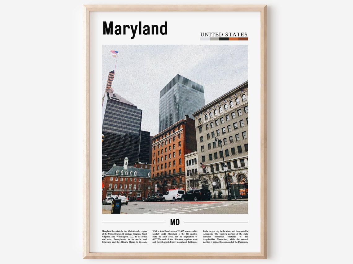 Maryland Poster Maryland Print Maryland Wall Art United States Photo United States Poster United States Print