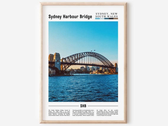 Sydney Harbour Bridge Poster Sydney Harbour Bridge Print Sydney Harbour Bridge Wall Art Minimal Travel Print Oil Painting Poster