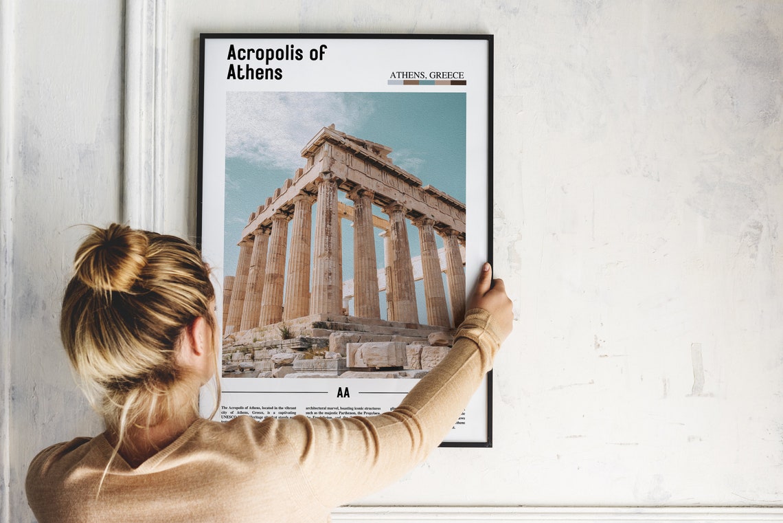Acropolis Of Athens Poster Acropolis Of Athens Print Acropolis Of Athens Wall Art Minimal Travel Print Oil Painting Poster - Image 5