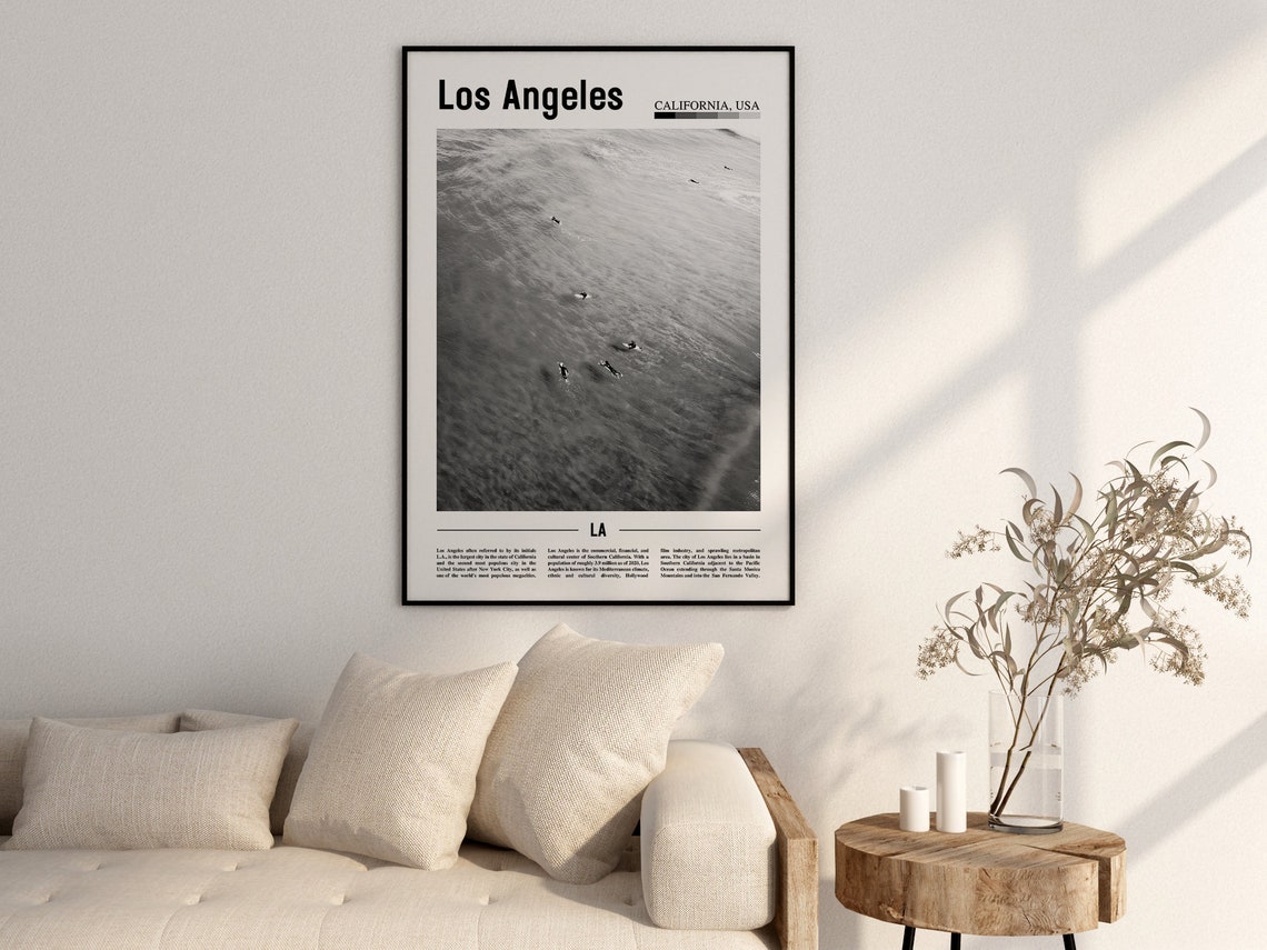 Los Angeles Poster Black And White Los Angeles Print Black And White Los Angeles Wall Art Minimal Travel Print Travel Poster - Image 2