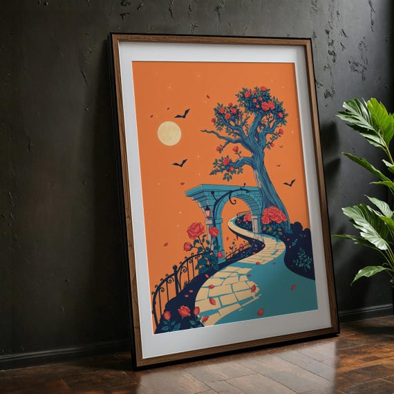 Halloween Gothic Fairytale Path Art Print Spooky Enchanted Illustration