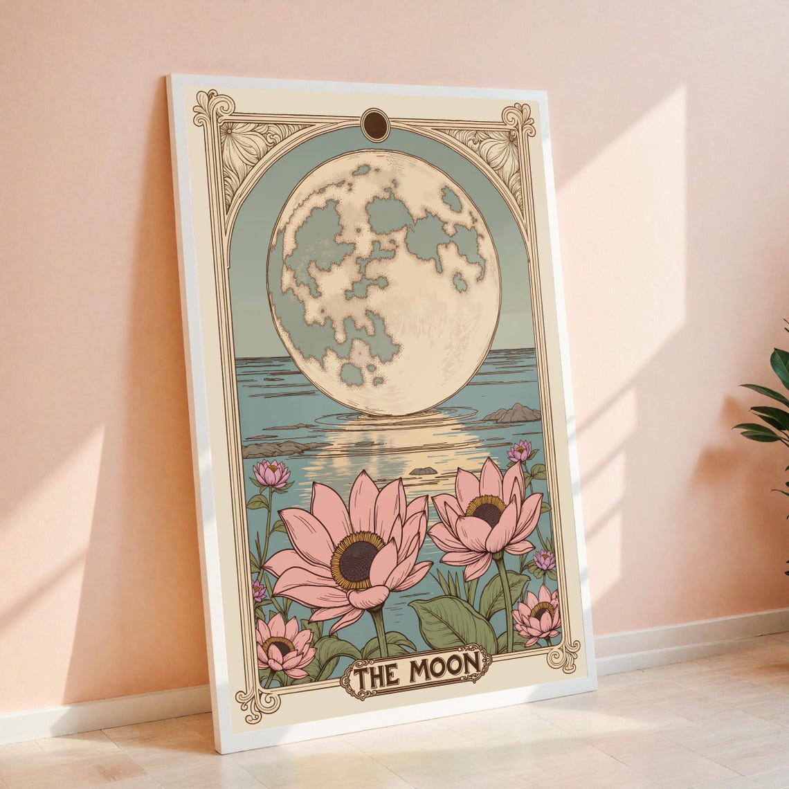 Full Moon Vintage Celestial Tarot-Inspired Art Print