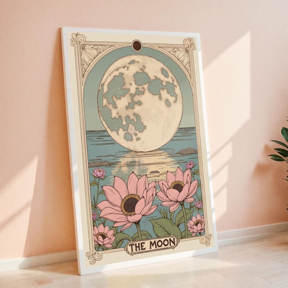 Full Moon Vintage Celestial Tarot-Inspired Art Print