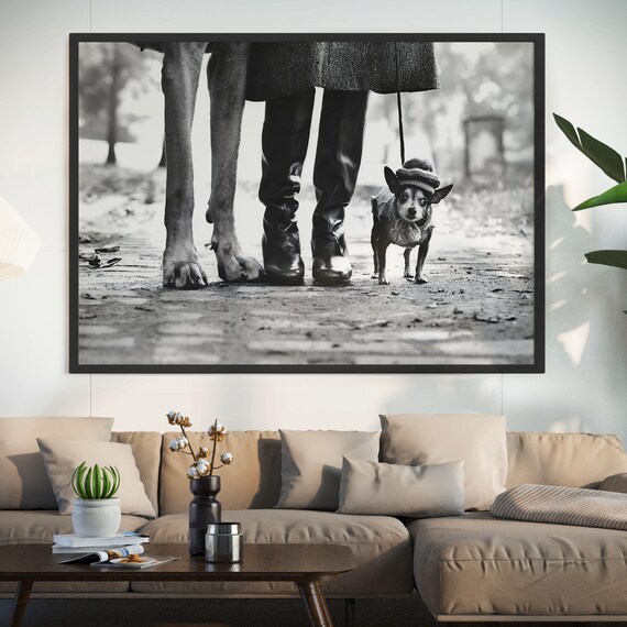 Black And White Dog Photography Funny Chihuahua In Sweater Great Dane Small Wall Art