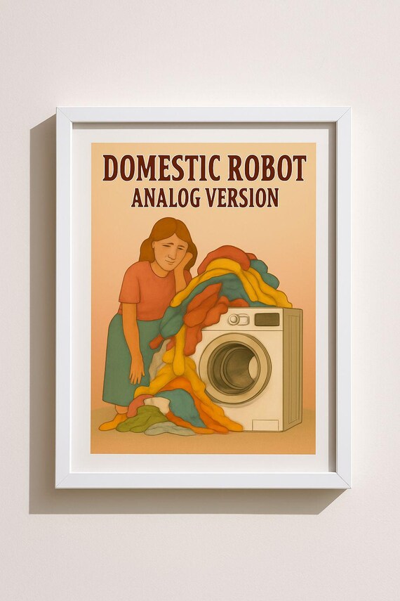 Domestic Robot Analog Version Funny Laundry Room Humor Poster