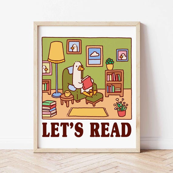 Silly Goose Reads Poster Funny Cute Childrens Room Art Trendy Print Farm Animal Unframed Shipped Wall