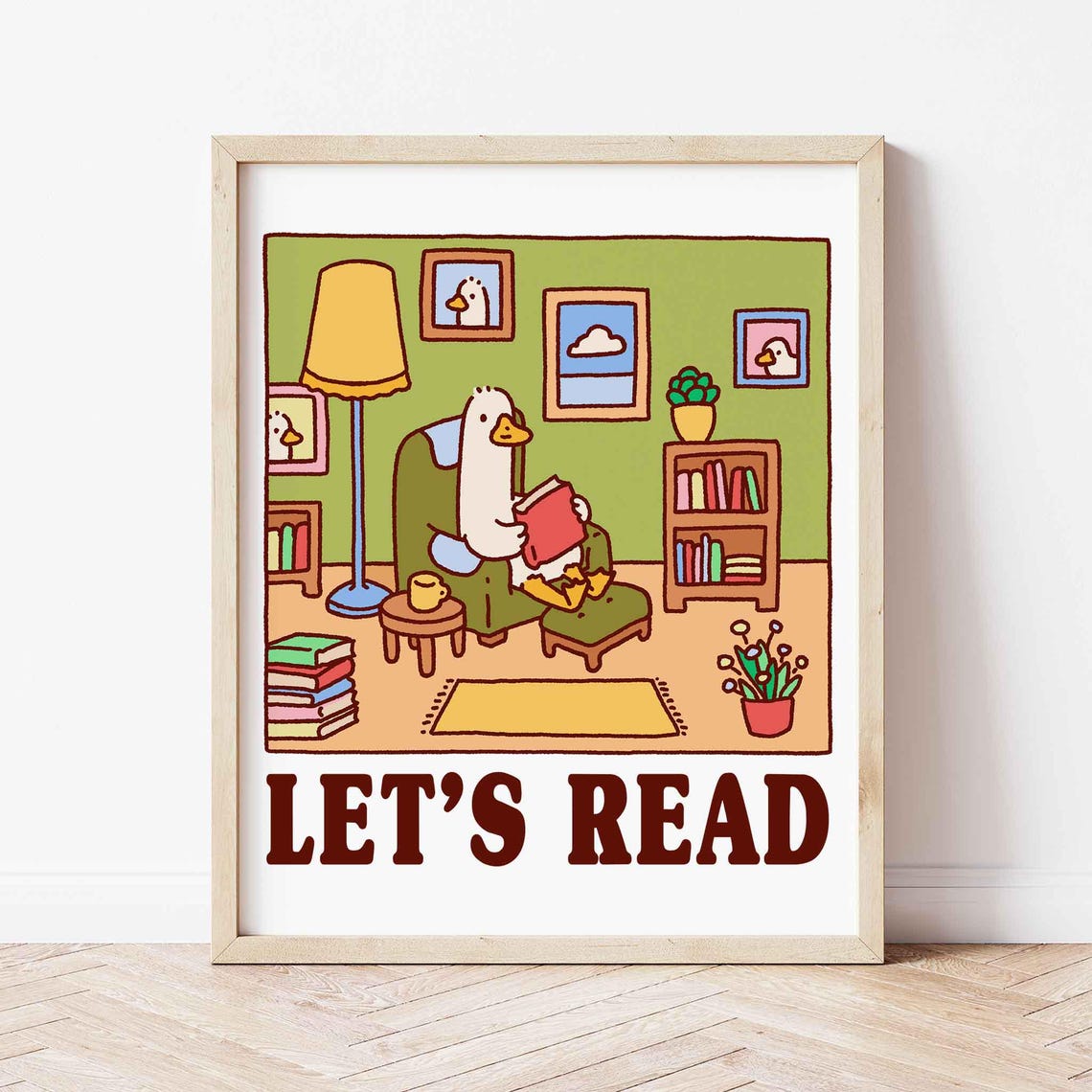 Silly Goose Reading Book Cute Funny Farmhouse Animal Nursery Poster