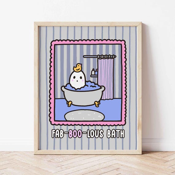 In A Bath Poster Cute Halloween Funny Bathroom Decor Creepy Design Spooky Trendy Art Print Unframed Shipped Wall
