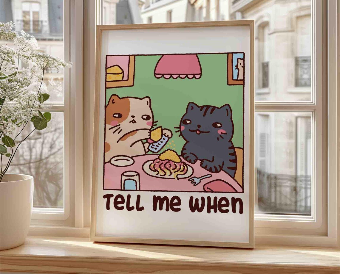 Cats Eating Spaghetti With Cheese Art Print