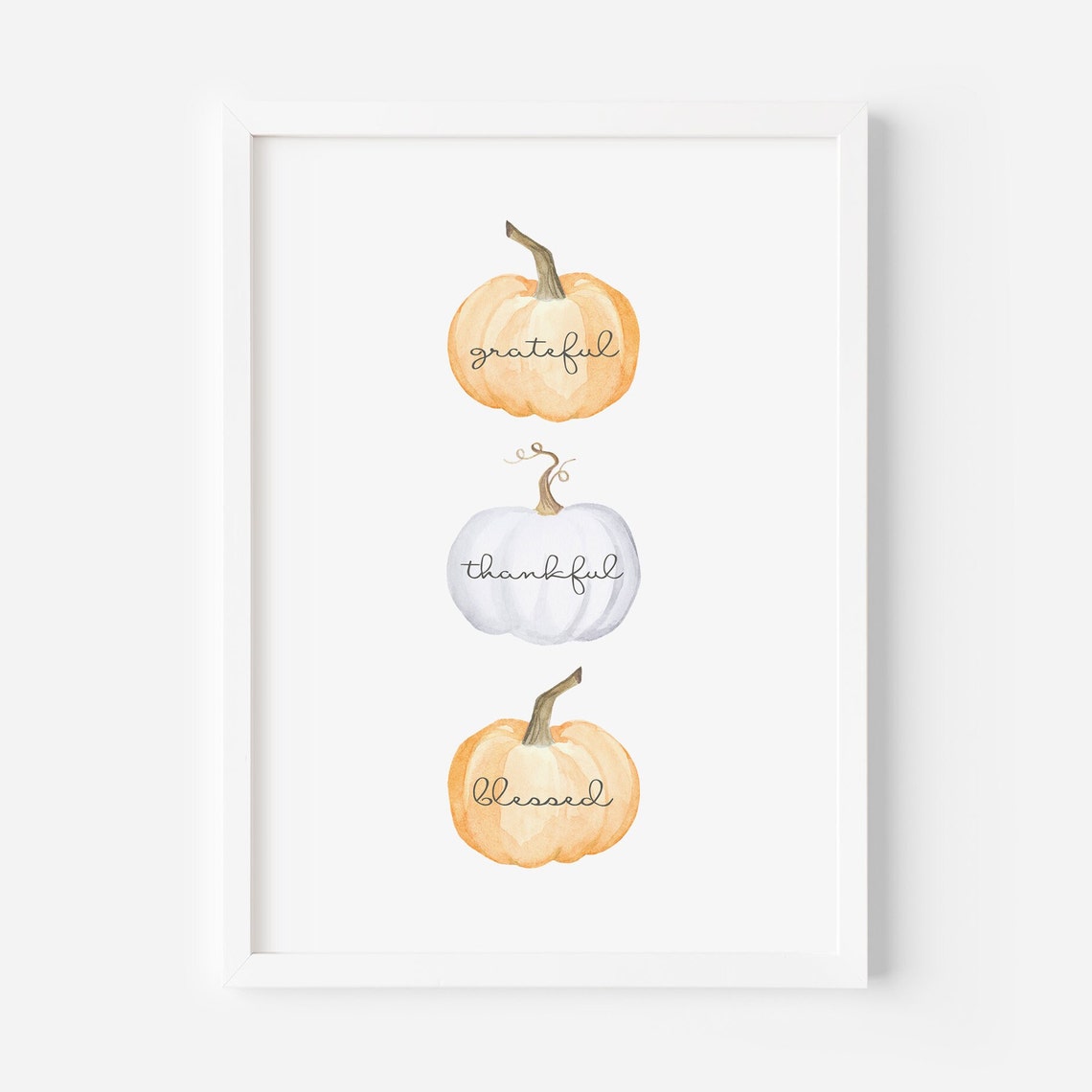 Grateful Thankful Blessed Stacked Pumpkins Fall Quote Poster - Image 3